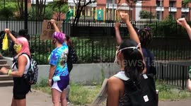 BLM Speaker Leads Pledge with fellow Protesters in Park against Trump presidency