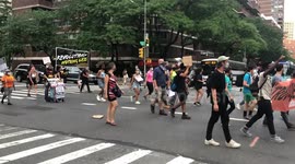 BLM Protesters March across major intersection in Manhattan against NYPD Police Brutality and Trump