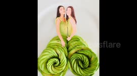 US artist creates avocado dresses for D'Amelio sisters