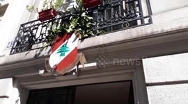 Flag lowered outside Lebanese embassy in Paris