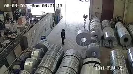 Factory worker's legs crushed by huge steel cone in Thailand