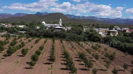 Aerial view of the square and church in Banámichi  Mexico