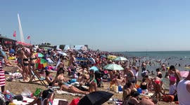 Southend beach jam-packed as heatwave hits UK