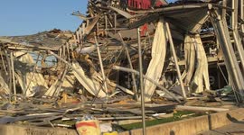 Building facing the port wrecked by the explosion