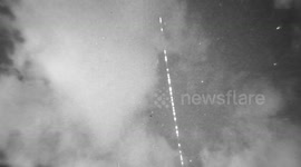 Night vision footage shows SpaceX Starlink satellite train over UK