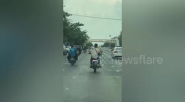 Kitten Travels On Motorcycle Rider's Shoulder