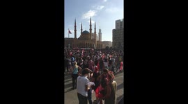 Thousands of Protestors in Martyrs Square Lebanon