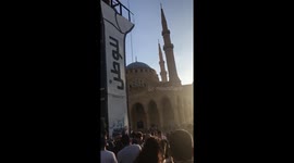 The revolution symbol wrecked by the blast