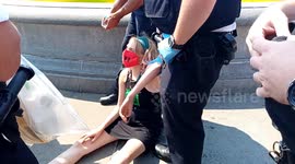 Extinction Rebellion protesters arrested after dying Trafalgar Squares fountains yellow