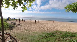 Playing volleyball on the Beach