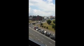 Cars honk as large convoy of military vehicles descend on Minsk
