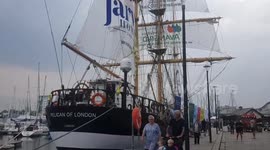 Pelican of London Arrives in plymouth Harbour