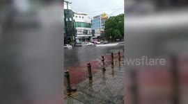 Tropical storm floods roads in Manila, the Philippines