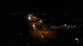 A night view of the city of Beit Lahia, north of Gaza