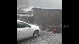 UK: Large Hail Pelts Welsh Village, Setting Car Alarm Off