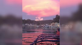 Beautiful pink-coloured sunset in the Philippines