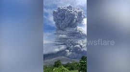Mount Sinabung Volcano Eruption Spews Ash Clouds