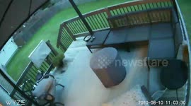 Storm Derecho blasts backyard deck in Ames, Iowa