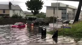 Vehicles submerged in water as flash floods cause chaos across Scotland