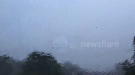 Thunder and lightning, flash flood, Stonehaven, Scotland