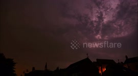 Spectacular thunder & lightening storm over Wirksworth Derbyshire UK