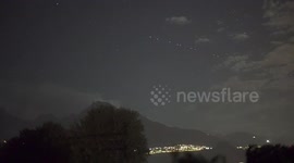Footage of SpaceX's Starlink L9 satellite train during Perseid meteor shower