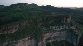 Aerial view of the hill redressed by the summer rains in Rancho