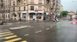 Geneva streets flooded during thunderstorms in Switzerland