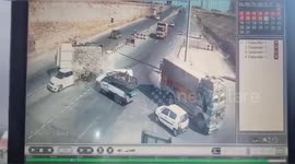 Shocking CCTV footage shows cargo truck flipping over in lethal crash