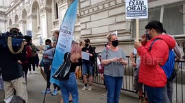 Students, teachers and parents protest outside Downing Street against exam results