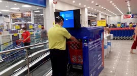 Watch a Carrefour supermarket disinfection cabin in Brazil in action