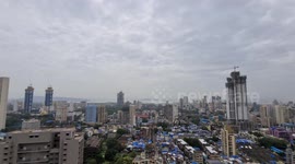 Beautiful view of tall buildings from balcony