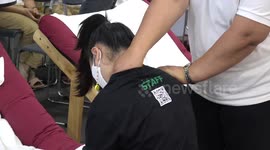 Massage Techniques Demonstrated At Health Fair