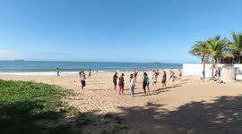 Women doing crossfit on the Beach in Vila Velha City - Brazil