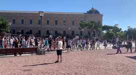 Hundreds protest virus safety restrictions in Madrid on 16th August, 2020.