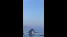 Cruise ship MSC Grandiosa setting sail in Mediterranean