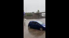 Aberdeen Scotland flash flooding car stranded