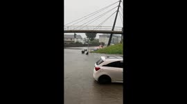 Scotland motorist Stranded whilst driving into floodwater