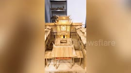Chinese man uses thousands of chopsticks to create miniature building worth £2,000