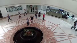 Staff flee building as 6.9 magnitude earthquake hits central Philippines