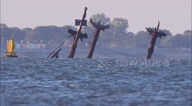 Shipwreck SS Richard Montgomery at low tide ahead of 76th anniversary in Kent, UK