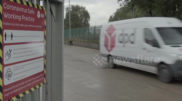 Business Coronavirus Update: DPD Oldbury, UK. Exterior Footage of Site. 4k Footage