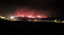 Timelapse of fire crews battling River fire, California