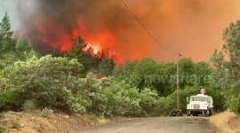 Battling forest fire on ranch in Napa wine country California
