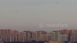Two skydivers were seen over Kudrovo district in St Petersburg, Russia