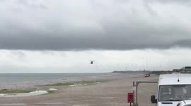 Chinook surprises holidaymakers with low fly past on North Wales coast