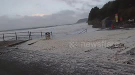 Sea foam flies as Storm Ellen hits south Wales