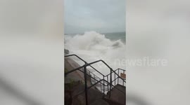 Huge waves from Storm Ellen batter Cornwall, UK