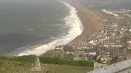 Strong waves as Storm Ellen batters Dorset coast