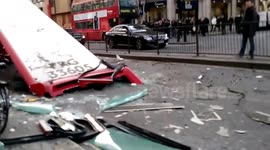 Bus roof ripped off in central London, UK